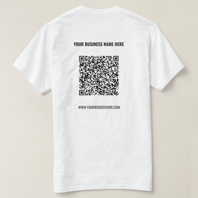 Texto personalizado de Camisa QR - Promocional com (Verso do Design)
