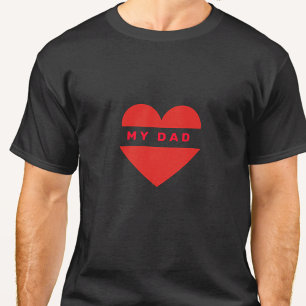 Texto personalizado do Pai na camisa do coração