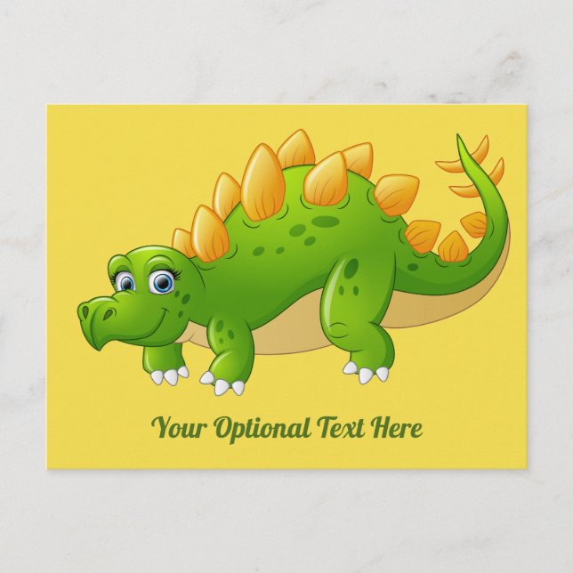 Texto personalizado e cartão postal de cor do dino (Frente)