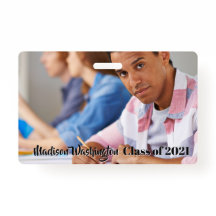 Texto personalizado e crachá de fotos