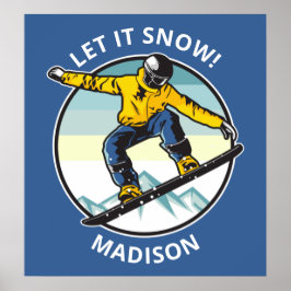 Texto personalizado e nome poster do SNOWBOARDER
