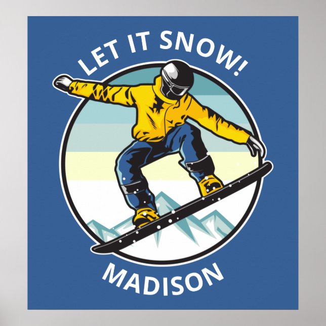 Texto personalizado e nome poster do SNOWBOARDER (Frente)