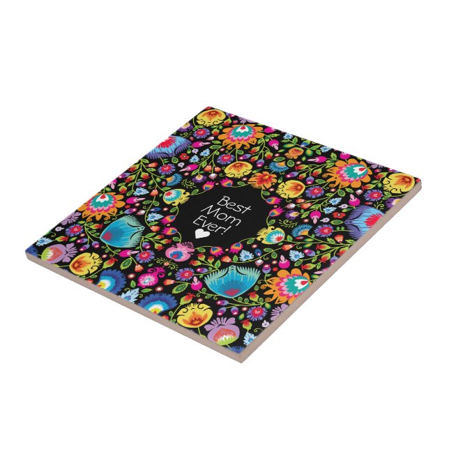 Texto personalizado, flores folclóricas  (Lateral)