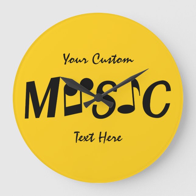 Texto personalizado MÚSICA e relógio de cor (Frente)