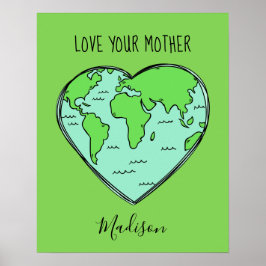 Texto personalizado, nome e cor Earth Love poster