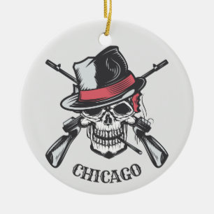 Texto personalizado Ornamento Skull & Guns