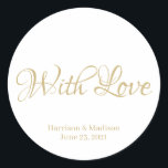 texto personalizado Palavra-cola de etiquetas de f<br><div class="desc">texto personalizado,  nome Dosagem favorito de casamento etiquetas adesivas com dourado falso de amor em fundo branco</div>