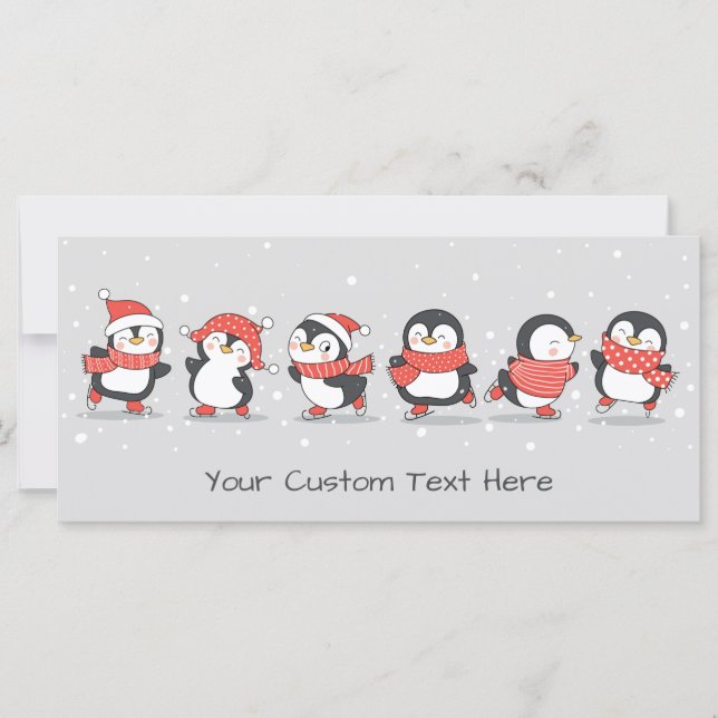 Texto personalizado Pinguins de inverno (Frente)