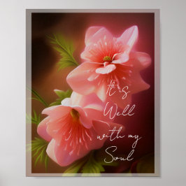 texto personalizado Poster de flores cor-de-rosa c