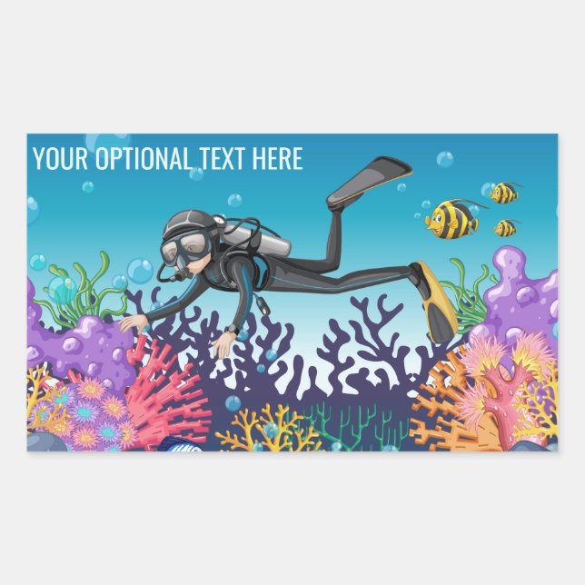 Texto personalizado Scuba Diver adesivos (Frente)