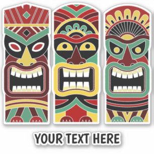 Texto personalizado Tiki Totem adesivos