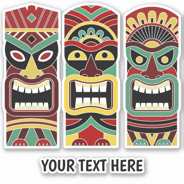 Texto personalizado Tiki Totem adesivos (Frente)