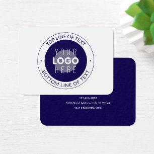 Texto Personalizável & Seu Logotipo   Azul Escuro 