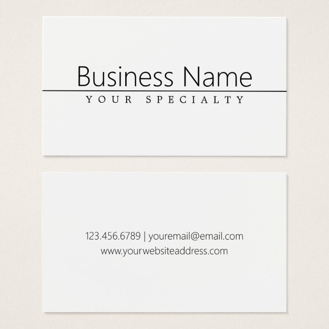 Texto preto clássico simples em branco (Frente & Verso)