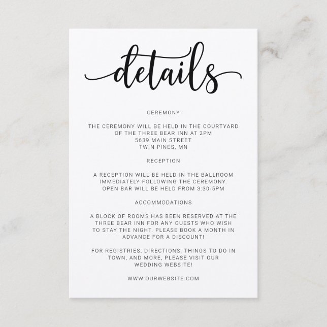 Texto Russo de Casamento Inserção de Convite (Frente)