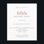 Texto Simples do Orçamento Blush 60º Convite de An<br><div class="desc">Texto Simples do Orçamento Blush 60º Convite de Aniversário. Um valor para o alternativo menor de 4, 5 x 5, 6 polegadas é usado como padrão para a opção de semigloscópio, que é recomendada para convites e é de espessura semelhante a um cartão postal. A opção satin é muito mais...</div>