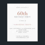 Texto Simples do Orçamento Blush 60º Convite de An<br><div class="desc">Texto Simples do Orçamento Blush 60º Convite de Aniversário. Um valor para o alternativo menor de 4, 5 x 5, 6 polegadas é usado como padrão para a opção de semigloscópio, que é recomendada para convites e é de espessura semelhante a um cartão postal. A opção satin é muito mais...</div>