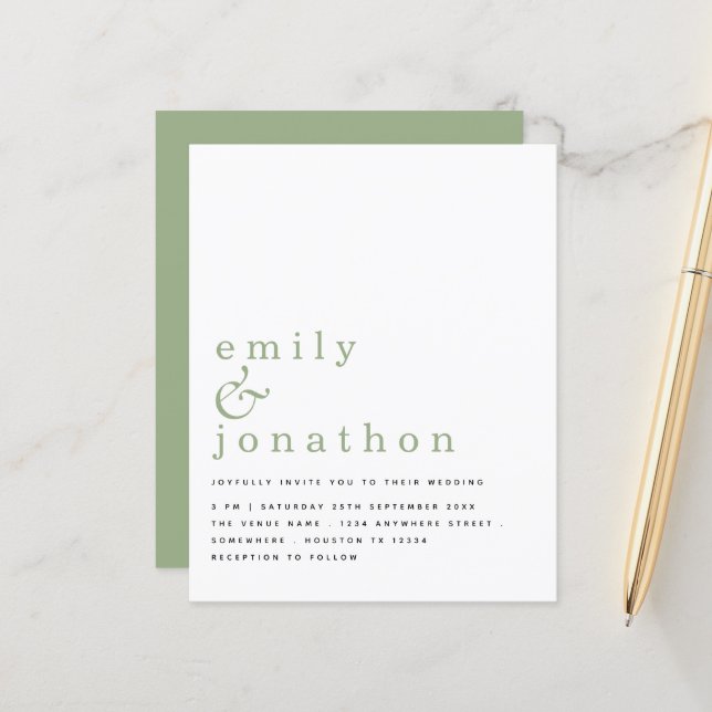 Texto Simples do Orçamento Sábio Verde Convite par (Frente/Verso In Situ)