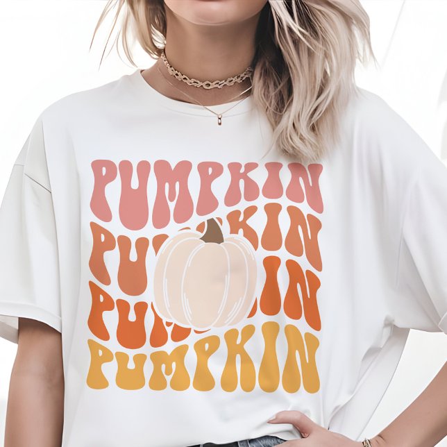 Texto T-Shirt Da Pumpkin Retro Quente Quente (Criador carregado)