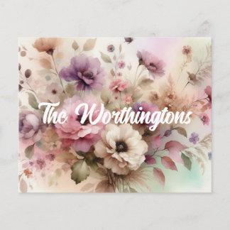 Texto tipográfico Folhas caídas e flores aquarela