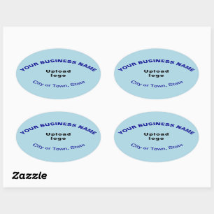Textos de padrão de oval comercial no adesivo azul