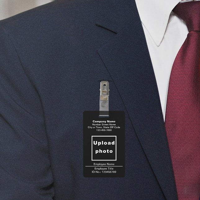 Textos Simples com Crachá Preto de Foto do Funcion (Black company badge)