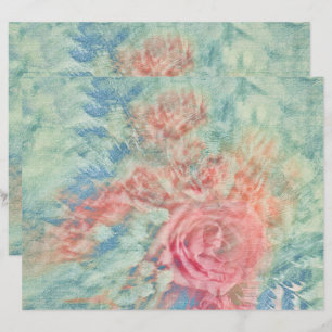 Textura Azul Cor-de-rosa com Vintage floral