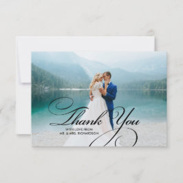 Textura Burlap Obrigado Cartões com fotos De Casam