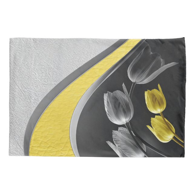 Textura de flores de tulipa cinza e amarelo cor 20 (Verso)