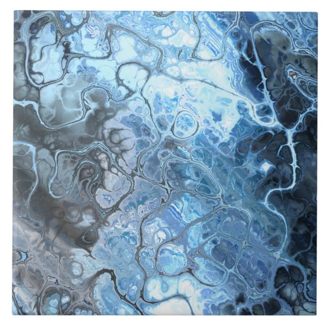 Textura de Fluido de Gelo de Mármore Azul e Cinza  (Frente)
