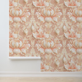 Textura de luxo de Damasco com flor de lírio creme