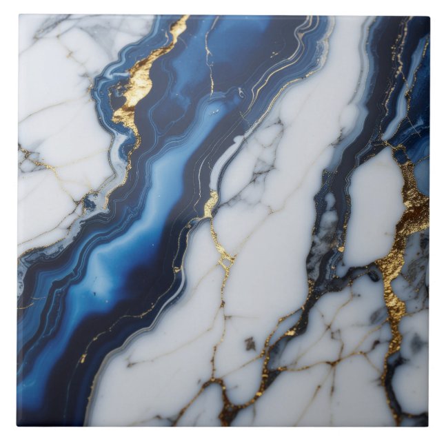 textura de mármore branco azul padrão de ouro lux (Frente)