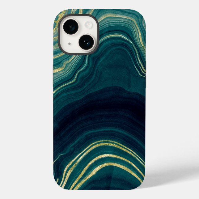 Textura de Mármore Dourado Ágata Verde Turquesa (Verso)