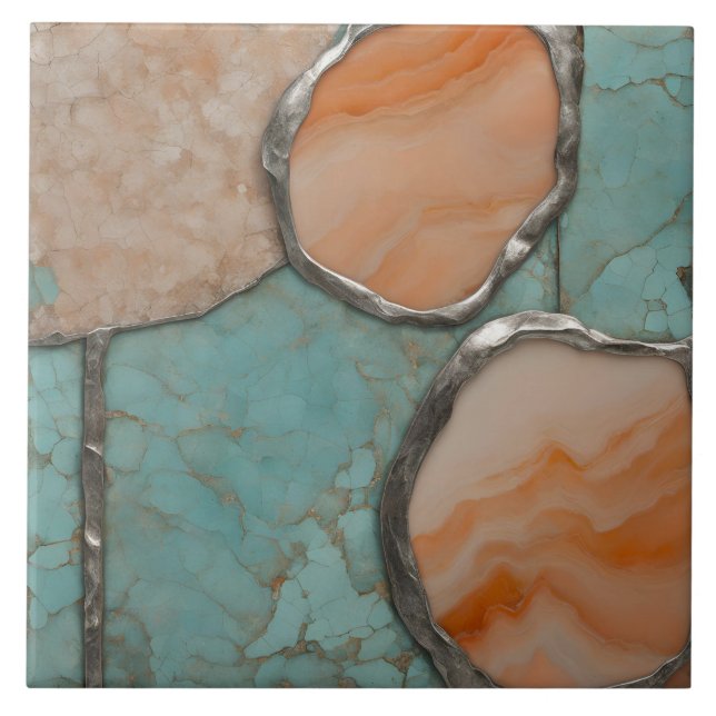 Textura de pedra pêssego e prata (Frente)