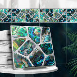 Textura de Shell Abalone - Colagem de Células N1<br><div class="desc">Este azulejo maravilhoso faz parte da minha coleção de Sonhos Abalone. Use-o sozinho ou em combinação com outros azulejos para criar um olhar atordoante no banheiro ou no chá - mosaico do azulejo de sotaque atrás do misturador ou da banheira, por exemplo, ou use-os para a mesa ou a armação...</div>