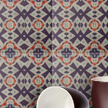 Textura Pedra Distante Geométrica do Mosaico Étnic<br><div class="desc">Esse azulejo cerâmico é enfeitado com um padrão geométrico mesmerizador que expele um senso de riqueza cultural e talento artístico. A design apresenta um conjunto simétrico de formas que desenhar inspiração de motivos tribais ou étnicos, criando uma tapeçaria de intrigas visuais. A paleta de cores é uma sofisticada mistura de...</div>