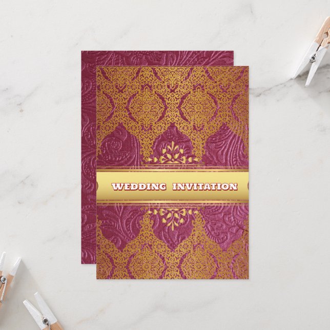 Textura rosa Convite Floral Islâmico para Casament (Frente/Verso In Situ)