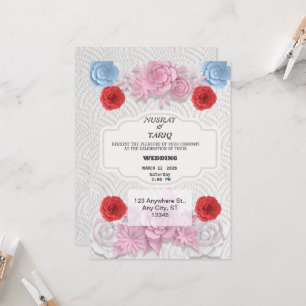Textura Simples Convite Floral para Casamento Islâ