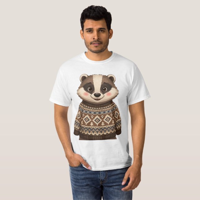 Texugo em uma camiseta de malha (Frente Completa)