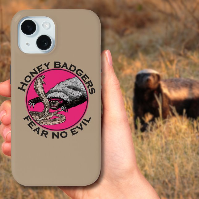 Texugo-mel verses Citação da Cobra (Honey badgers fear no evil quote with honey badger verses snake illustration phone case)