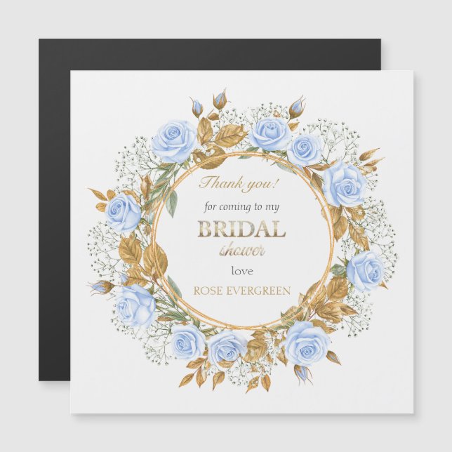 Thank you Elegant Dusty Blue Roses Baby’s Breathe (Frente/Verso)