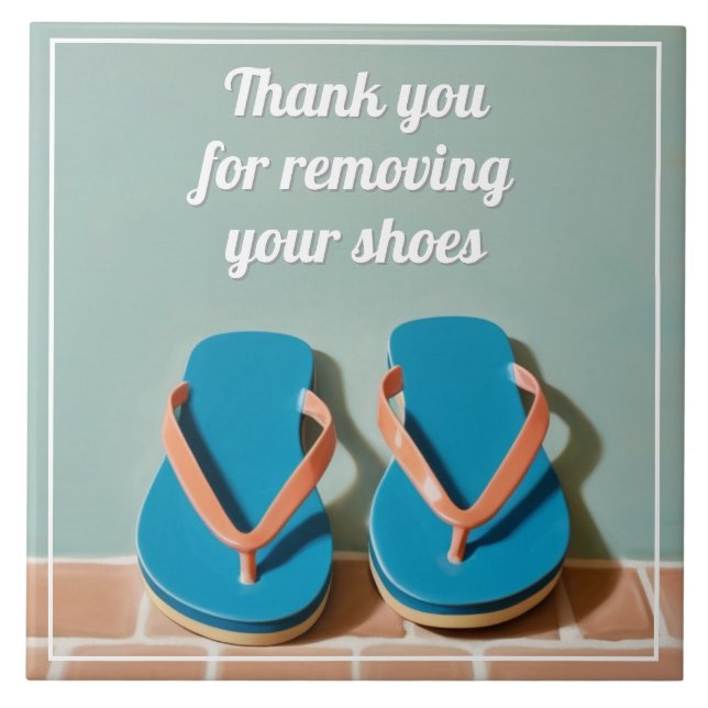 Thank you for Removing your Shoes flip flop sign (Frente)