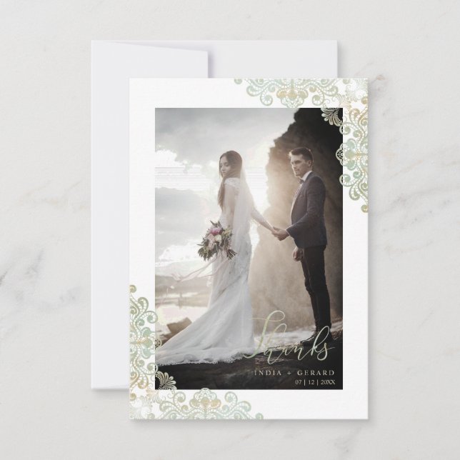 Thank You Guests Just Married Lace  Photo Wedding (Frente)