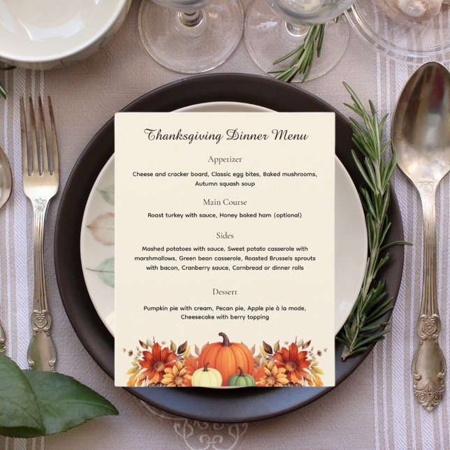 Thankful Message Thanksgiving Dinner Menu (Criador carregado)