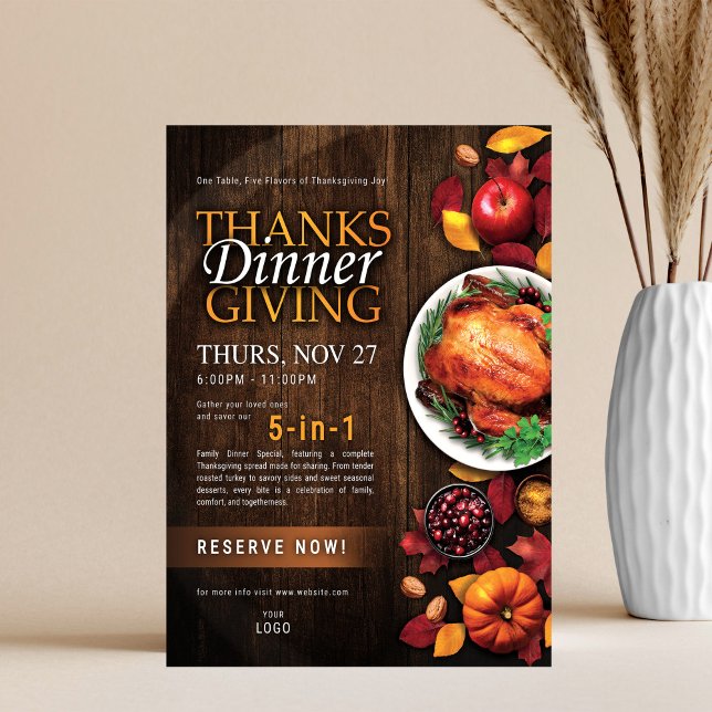 Thanksgiving Dinner Restaurant Special Event Flyer (Criador carregado)