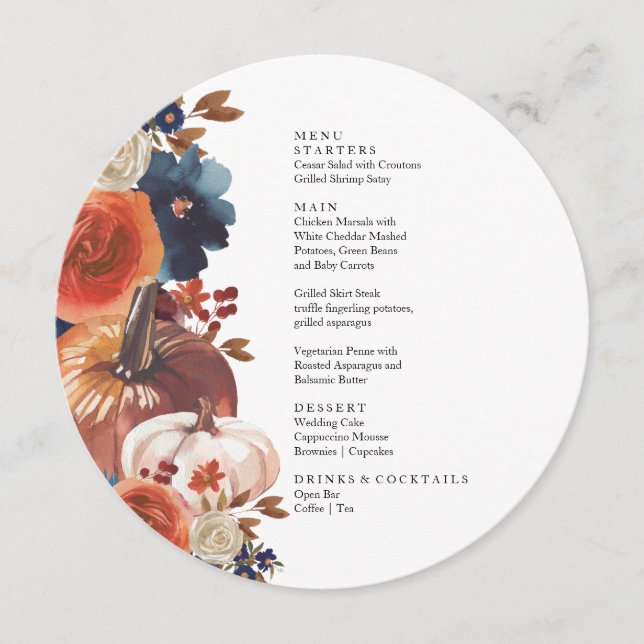 Thanksgiving Fall autumn Pumpkins Menu  (Frente)