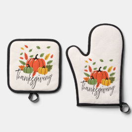 Thanksgiving Leaves and Pumpkin in Autumn colors