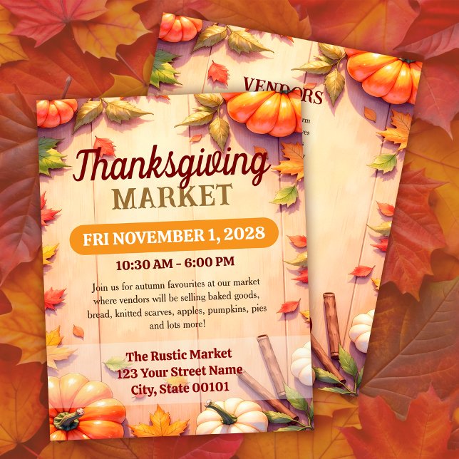 Thanksgiving Market Autumn Event Flyer Template (Criador carregado)