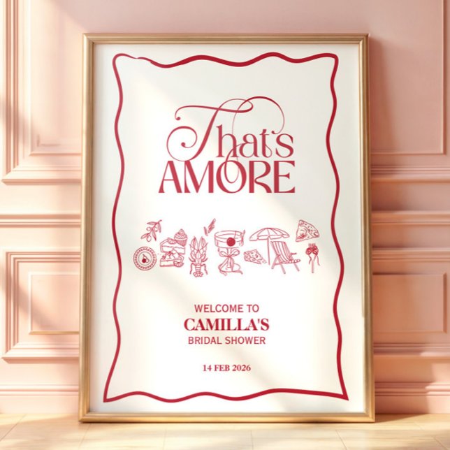 That’s Amore Red hand drawn Bridal Shower poster (Criador carregado)