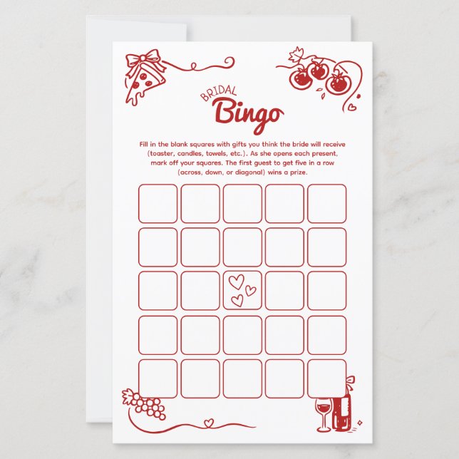 That's Amore Bridal Bingo Italian Wedding Activity (Frente)